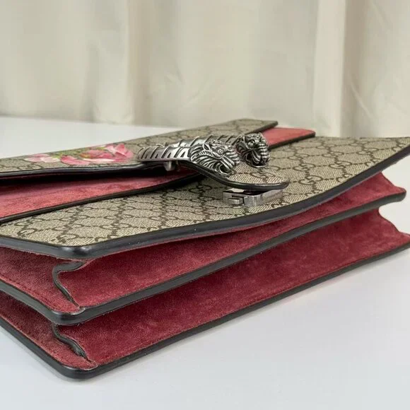 Gucci GG Logo Supreme Medium Flore Dionysus Shoulder Bag with Floral Detailing - Picture 5 of 9